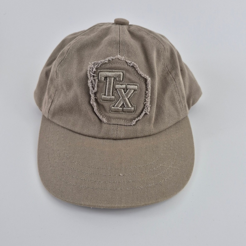 Sports Cap Texas TX Distressed Patch Khaki Tan Cotton Baseball Hat Adjustable